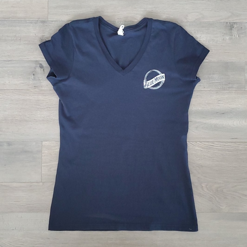 Blue Moon Brewing Co. navy blue v-neck tee